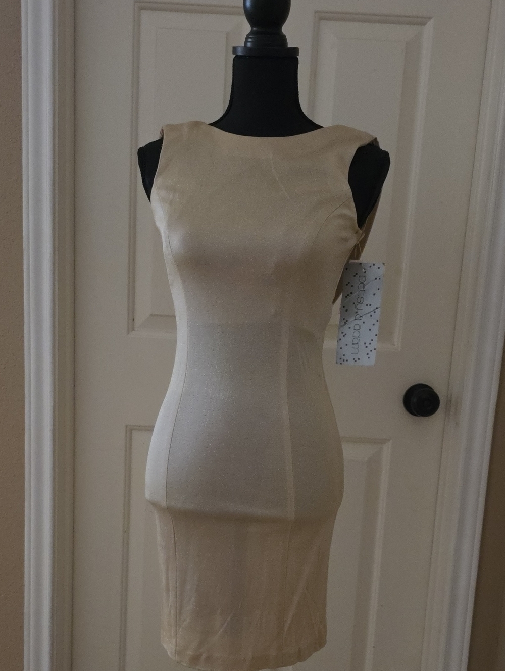 Betsy & Adam Shimmery Cream Sleeveless Midi Dress